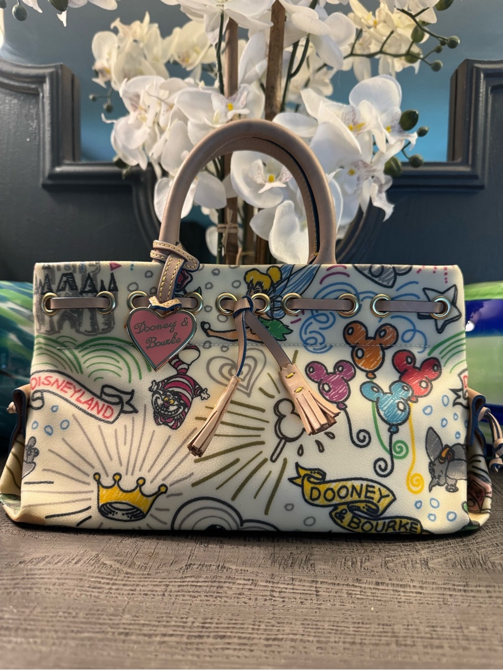 Dooney & Bourke DISNEYLAND Collaboration Tassel Tote $498 in Excellent Condition